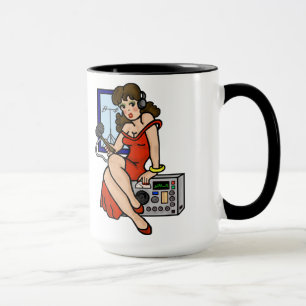 Ham Radio Brunette Pin-up Girl Mug  Customise It!