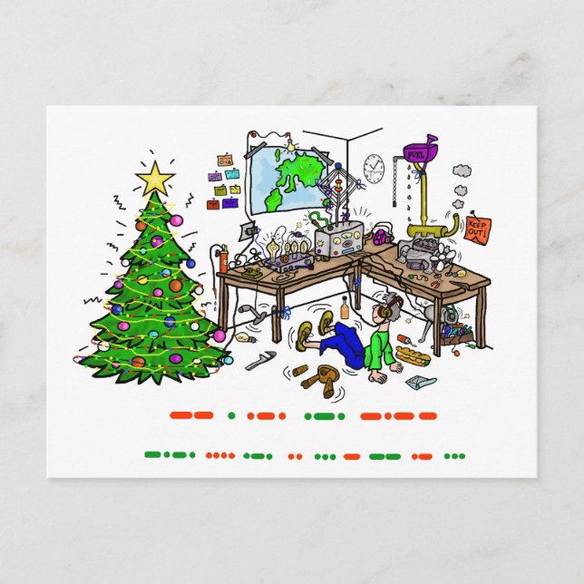 Ham Radio Christmas Morse Code Operator Postcard (Front)