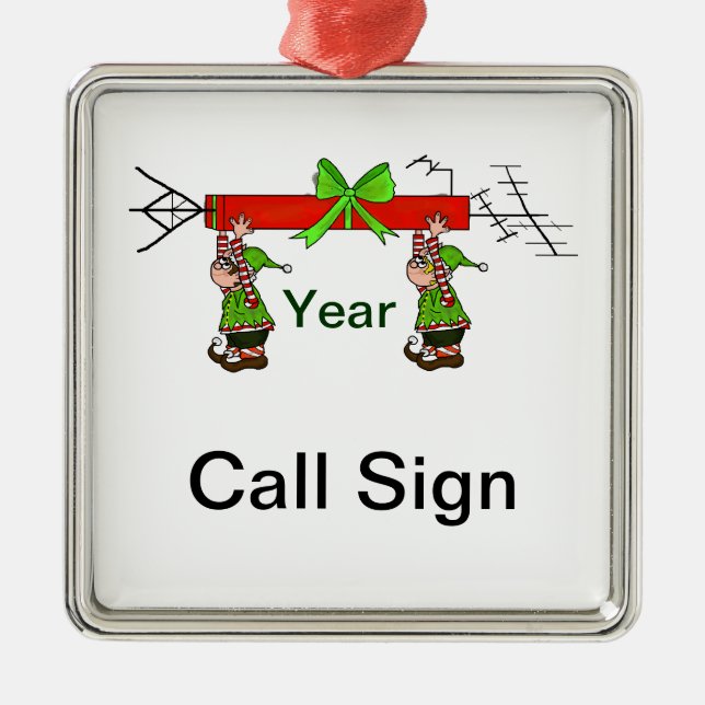 Ham Radio Christmas Ornament with Elves (Front)