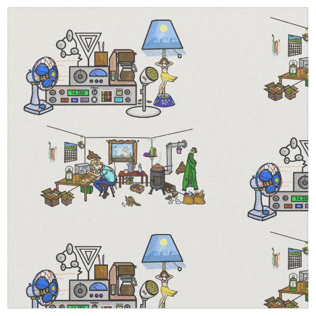 Ham Radio Crazy Shack and Rig Fabric (Close Up)