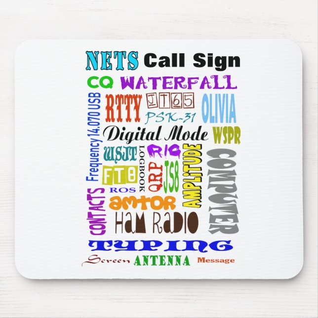Ham Radio Digital Word Collage Mouse Pad (Front)