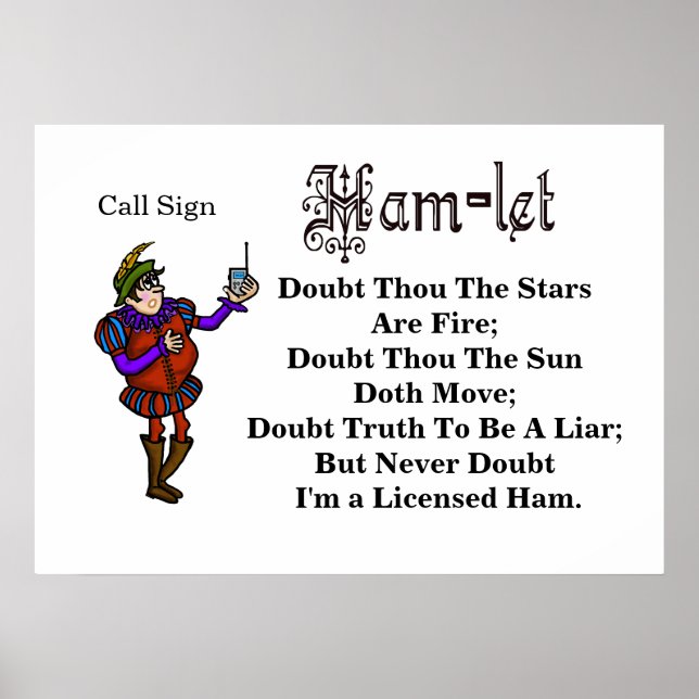 Ham Radio Funny Hamlet Quote Rewritten Poster (Front)