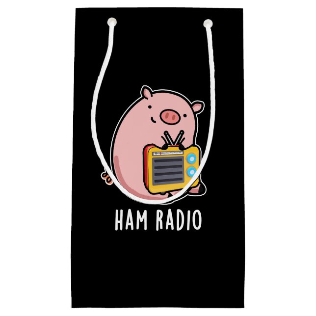 Ham Radio Funny Pig Pun Dark BG Small Gift Bag (Front)