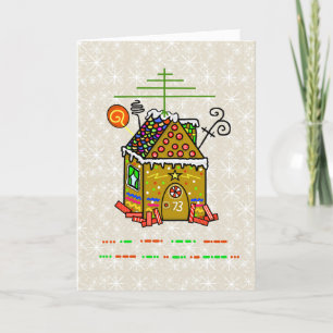 Ham Radio Gingerbread House with Morse Code Card  