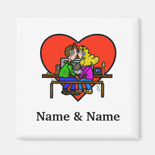 Ham Radio Kissing Couple Magnet