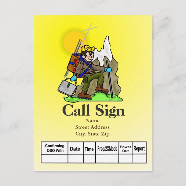 Ham Radio Mountain Climber QSL Card (Front)