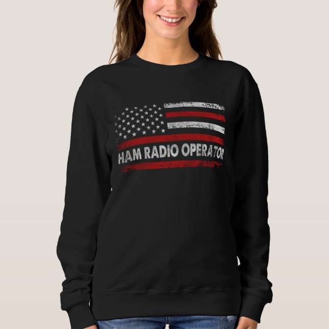 Ham Radio Operator American USA Flag Amateur Radio Sweatshirt (Front)