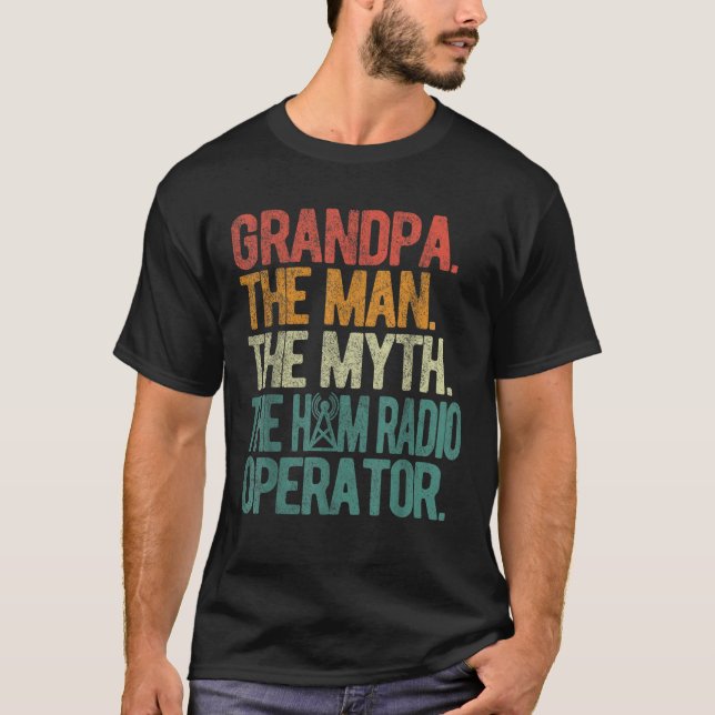 Ham Radio Operator Grandpa Amateur Radio Retro T-Shirt (Front)