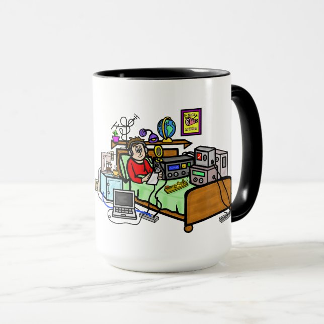 Ham Radio Operator In Bed Mug (Front Right)
