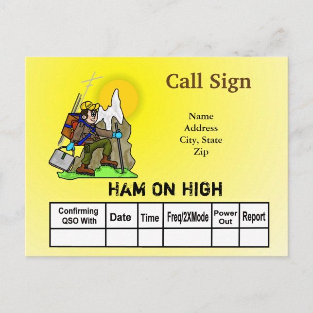 Ham Radio Operator on High Ground QSL Card (Front)