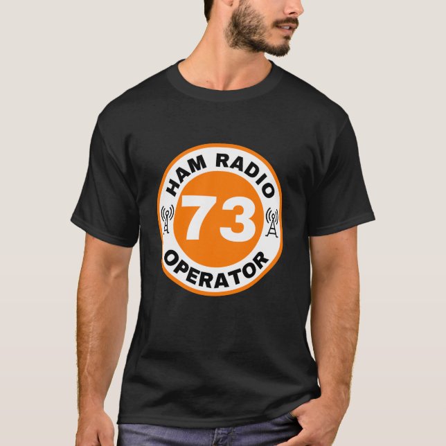 Ham Radio Operator shirt 73 Orange (Front)