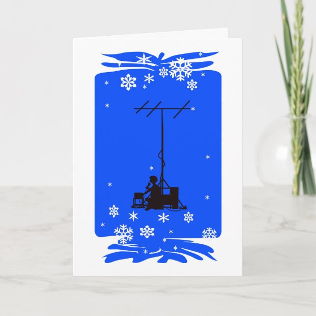 Ham Radio Operator Silhouette Christmas Card (Front)