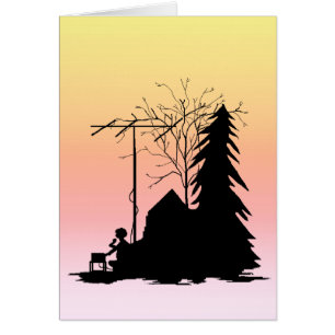 Ham Radio Operator  Sunset Silhouette Card