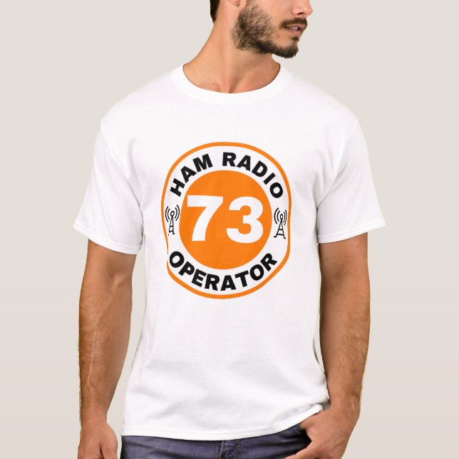 Ham Radio Operator tshirt 73 Orange (Front)