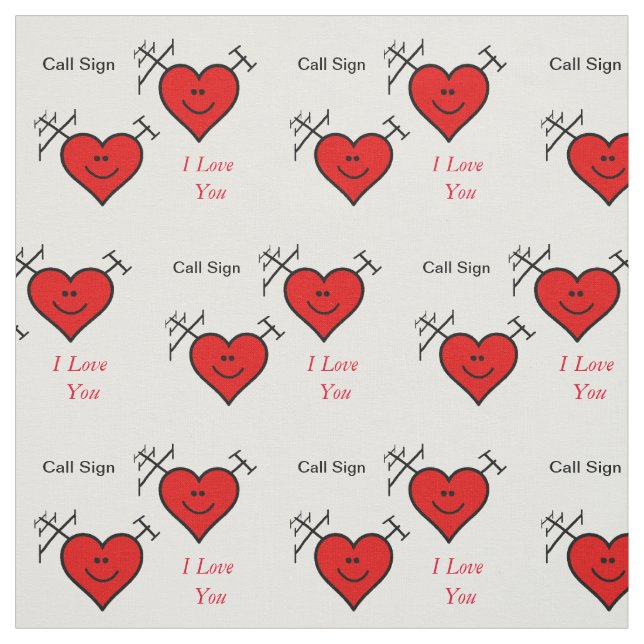 Ham Radio Romantic Heart Fabric  With Call Sign (Swatch)