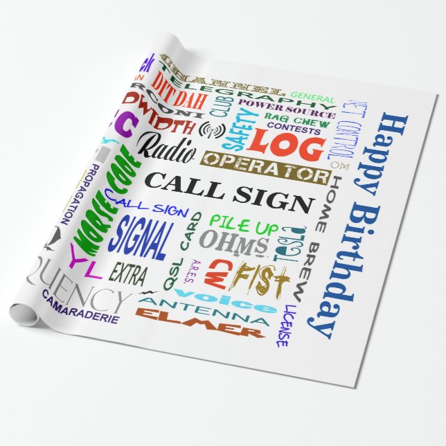 Ham Radio Word Collage Gift Wrap  Customise It! (Unrolled)