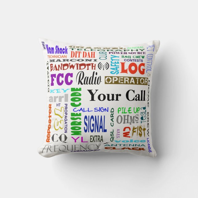 Ham Radio Word Collage  Pillow   Customise It! (Front)