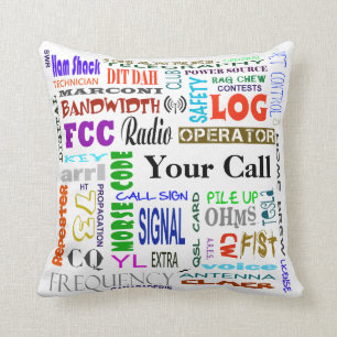 Ham Radio Word Collage  Pillow   Customise It!