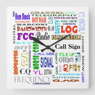Ham Radio Word Collage Wall Clock Customise It!