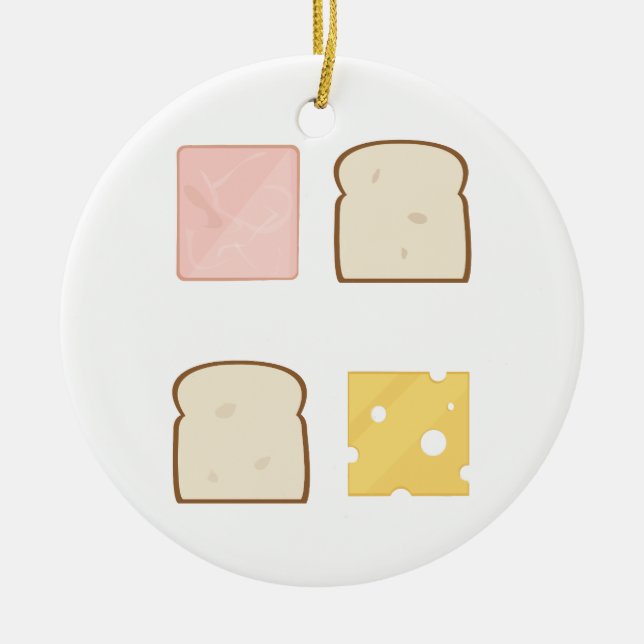 Ham Sandwich Ceramic Tree Decoration (Front)