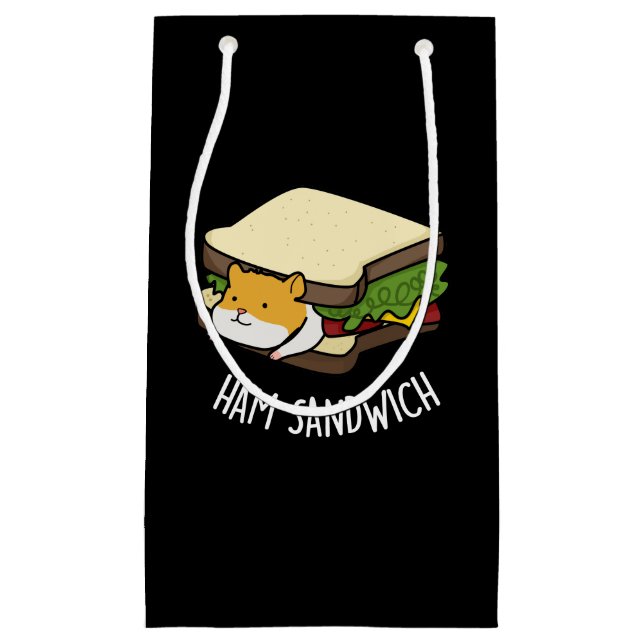 Ham Sandwich Funny Hamster Pun Dark BG Small Gift Bag (Front)