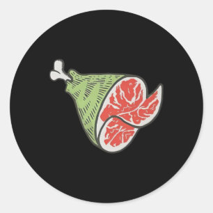 Ham Slices Funny Cartoon _1 Classic Round Sticker
