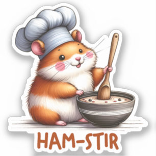 Ham-stir Funny Kawaii Hamster Pun Sticker