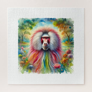 Hamadrayas Baboon 041024AREF126 - Watercolor Jigsaw Puzzle