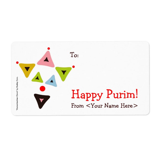 "Hamantaschen Clown" Mishloach Manot Labels (Front)