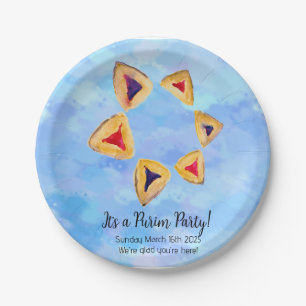Hamantaschen Star Purim Party  Paper Plate