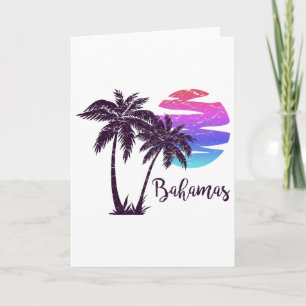 Hamas Beach Vacation Trip Retro Vintage Sunset Gra Card