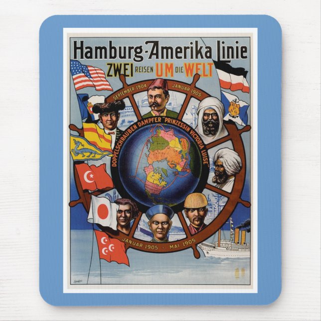 Hamburg Amerika Line Poster Mouse Pad (Front)