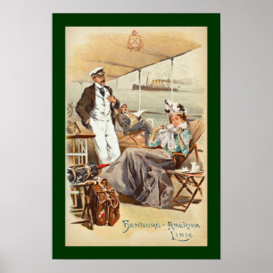 Hamburg-Amerika~SS Furst Bismark~Men/Woman On Deck Poster