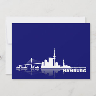 Hamburg City Skyline Karte /Klappkarte/Einladung Invitation