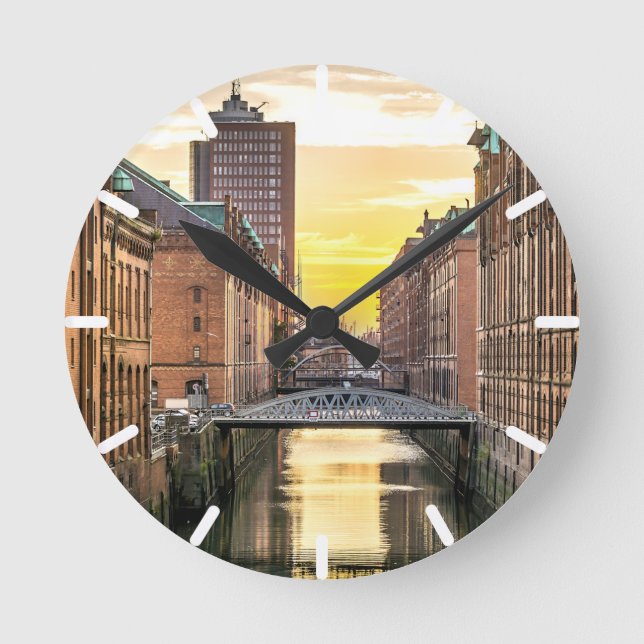 Hamburg CityScape Round Clock (Front)