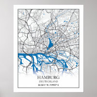 Hamburg Deutschland Germany City Map Coordinates