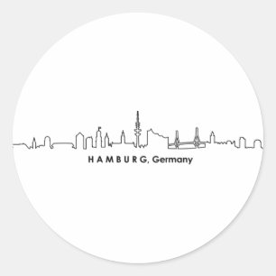 HAMBURG Elbe Germany City Skyline Silhouette Classic Round Sticker