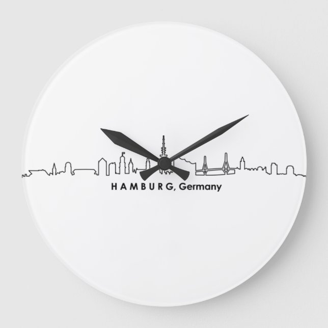 HAMBURG Elbe Germany City Skyline Silhouette Large Clock (Front)