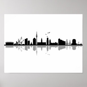 HAMBURG Elbe Germany City Skyline Silhouette Poster