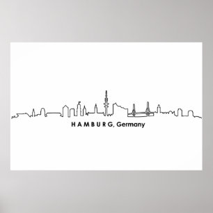 HAMBURG Elbe Germany City Skyline Silhouette Poster