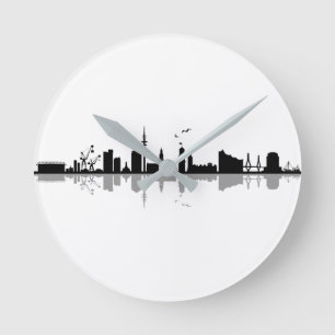 HAMBURG Elbe Germany City Skyline Silhouette Round Clock