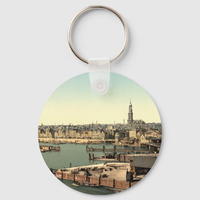 Hamburg from the Watch Tower, Germany Key Ring (Front)