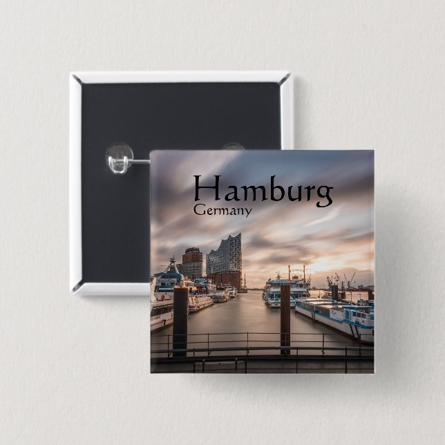 Hamburg Germany 15 Cm Square Badge (Front & Back)