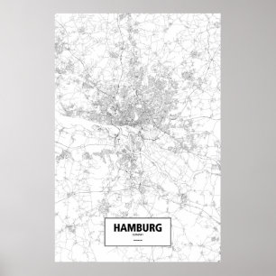 Hamburg, Germany (black on white) Poster