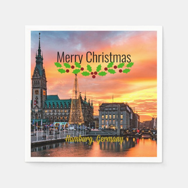 Hamburg, Germany Christmas Napkin (Front)