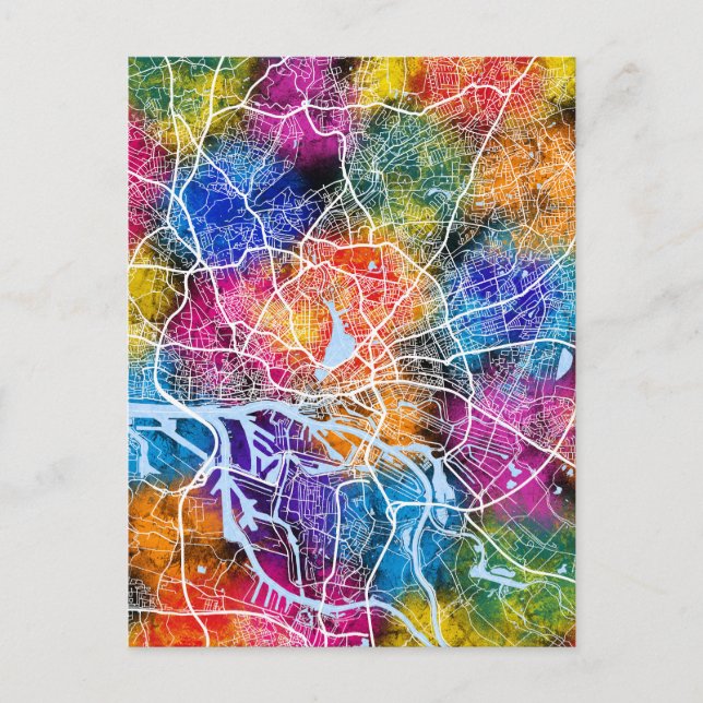 Hamburg Germany City Map Postcard (Front)