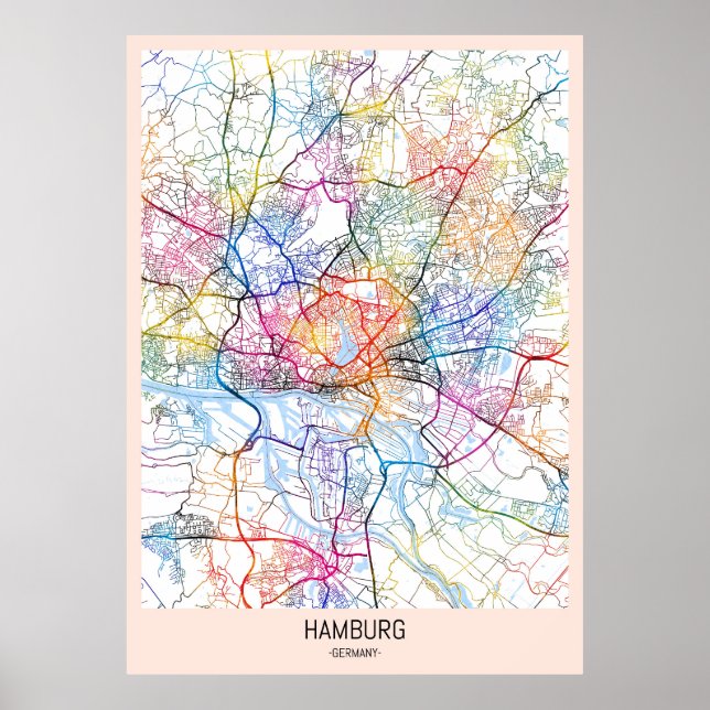 Hamburg Germany City Map Poster (Front)