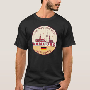 Hamburg Germany City Skyline Emblem T-Shirt