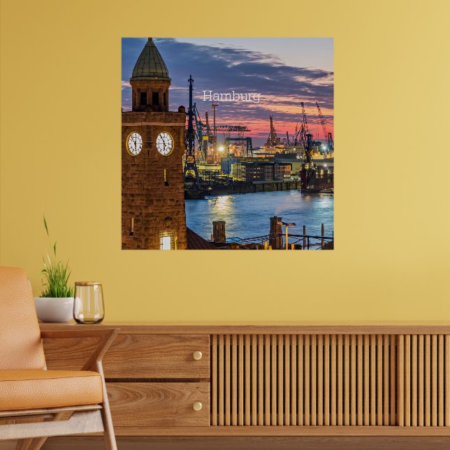 Hamburg, Germany panoramic view at twilight Poster (Living Room 2)