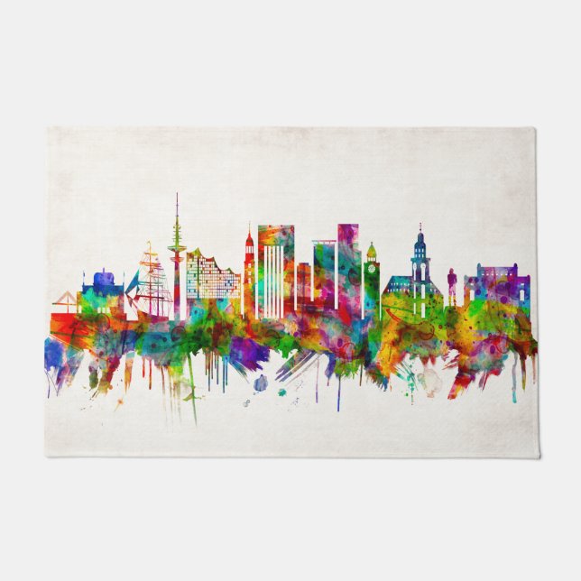 Hamburg Germany Skyline Doormat (Front)